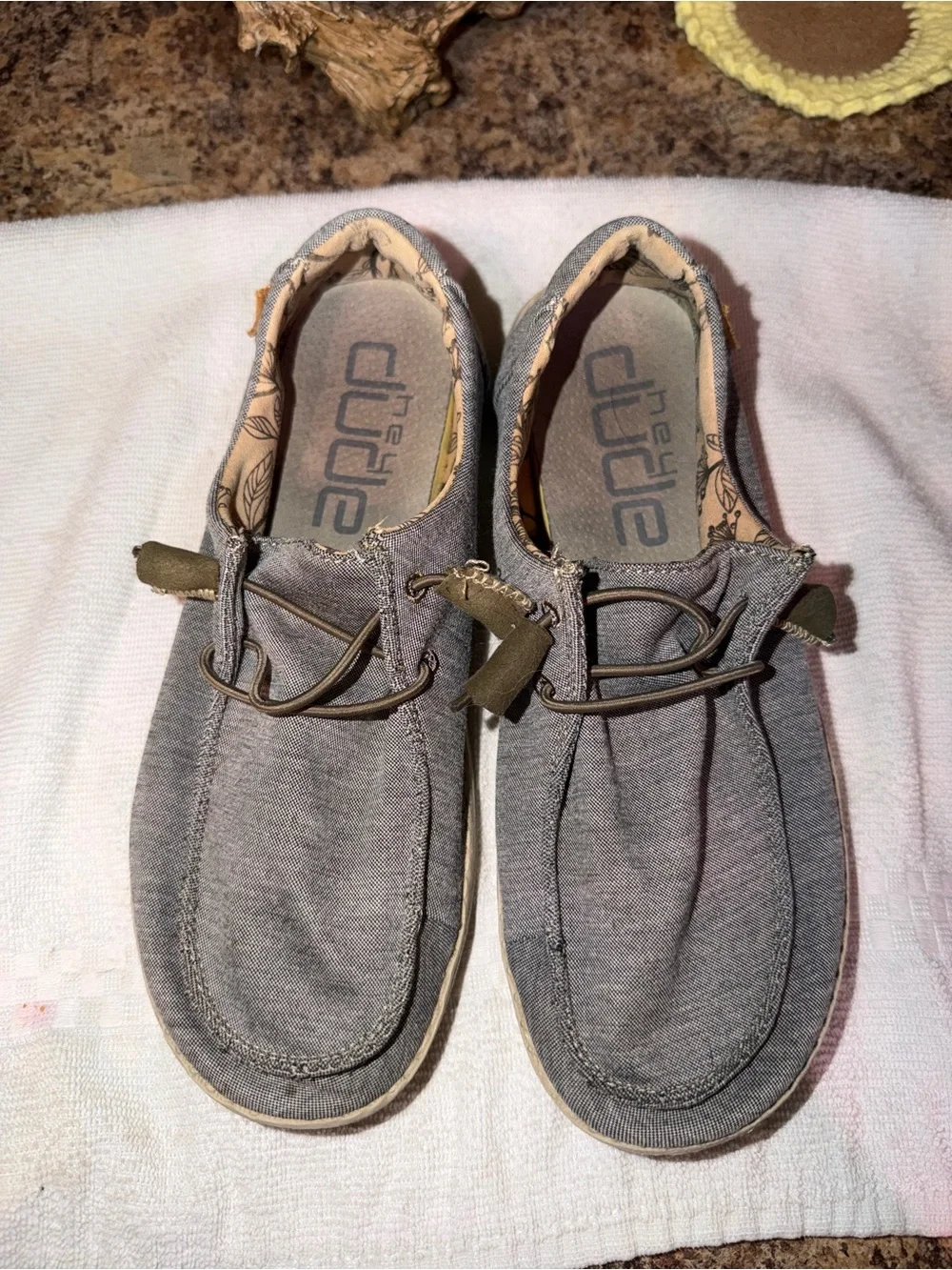 Hey Dude Women's Gray Canvas Slip-On Loafers